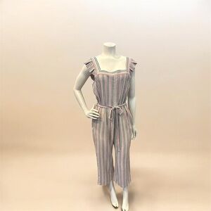 Monteau Striped Ruffle Jumpsuit